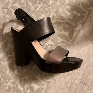 Franco Sarto Black & Pewter Wedge Heel